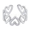 Non-Tarnish 304 Stainless Steel Hollow Heart Cuff Rings RJEW-N038-124P-2