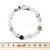 Natural Tourmalinated Quartz Round Beaded Stretch Bracelets for Men Women BJEW-G743-01C-5