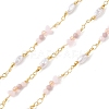 Brass Glass Bead Link Chains with ABS Imitation Pearl Beads CHS-P016-39G-08-1