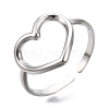 Non-Tarnish 304 Stainless Steel Hollow Heart Cuff Rings RJEW-N038-122P-1