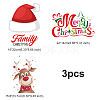 CREATCABIN 3Pcs 3 Style Christmas Theme Word & Hat & Reindeer Pet Film with Hot Melt Adhesive Heat Transfer Film DIY-CN0001-39-3