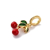 Brass Enamel Red Cherry European Dangle Charms KK-F894-06G-2