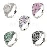Brass Micro Pave Cubic Zirconia Cuff Rings for Women RJEW-A069-13P-2