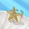 Starfish Brass Cuff Rings for Women RJEW-C123-02G-1