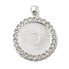 Flat Round Alloy Rhinestone Pendant Cabochon Settings ALRI-T351-01S-1