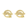 Brass Micro Pave Clear Cubic Zirconia Connector Charms KK-E068-VB059-2