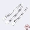 925 Sterling Silver End with Extender Chains and Teardrop Charms STER-F036-26S-40mm-3