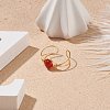 Natural Red Agate Round Beaded Open Cuff Ring RJEW-TA00041-03-2