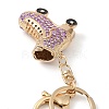 Golden Zinc Alloy with Rhinestone Ice Skates Keychain DIY-B075-01G-02-3