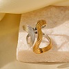 Adjustable 304 Stainless Steel Cuff Rings for Women RJEW-B135-01GP-02-1