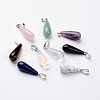 Teardrop Platinum Tone Brass Natural & Synthetic Mixed Stone Pendants G-F267-03-1