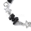 Natural Obsidian Chip Link Bracelets BJEW-JB11592-02-3
