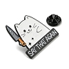 Cat Holding Knife Enamel Pins JEWB-P028-D04-3