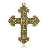 Antique Bronze Plated Cross Alloy Acrylic Pearl Big Pendants PALLOY-J526-01AB-NF-2