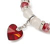 Natural Quartz Crystal & Glass Beaded Stretch Bracelet with Heart Charms for Valentine's Day BJEW-TA00284-3