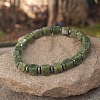Cube Natural Southern Jade & Synthetic Non-magnetic Hematite Beads Stretch Bracelets for Women Men LS-PF6426-14-1