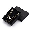 Brass Pendant Necklaces & Paperclip Chain Necklaces Sets NJEW-JN03022-4