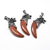 Antique Silver Zinc Alloy Natural & Synthetic Mixed Stone Big Pendants G-F228-63-FF-2
