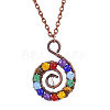 Natural Dyed Agate Beaded Conch Pendant Necklace with Alloy Chains FIND-PW0027-07H-1