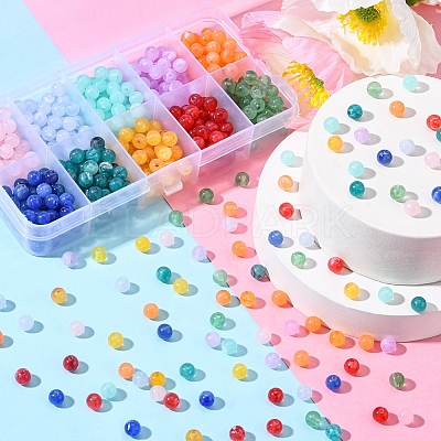 600Pcs 10 Colors Round Imitation Gemstone Acrylic Beads OACR-YW0001-93-1