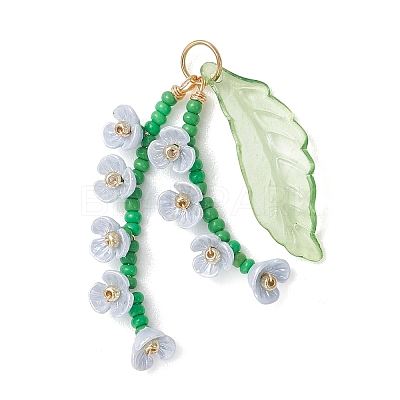 Glass Seed Beaded Pendants PALLOY-MZ01249-02-1