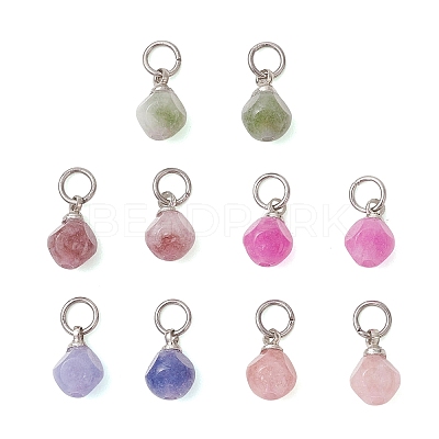 Natural Multicolor Tourmaline Faceted Dice Charms PALLOY-JF05110-02-1