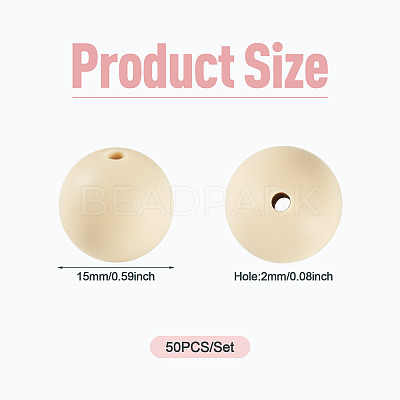50Pcs Food Grade Eco-Friendly Silicone Beads SIL-TADJ0001-03F-1