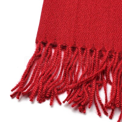 Women's Long Plaid Polyester Imitation Cashmere Tassels Scarf COHT-PW0001-34-12-1