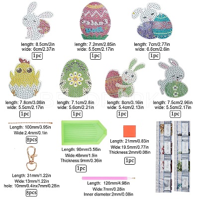 SUNNYCLUE DIY Easter Theme Keychain Diamond Painting Kits 