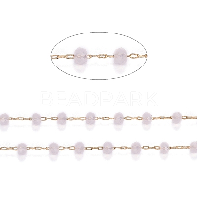 Brass Handmade Faceted Glass Beaded Chains CHC-F012-03A-1