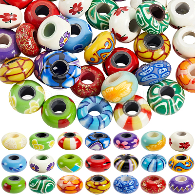 50Pcs Handmade Polymer Clay European Beads CLAY-PA0001-11-1