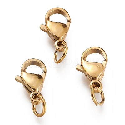 Ion Plating(IP) 304 Stainless Steel Lobster Claw Clasps X-STAS-G240-01E-G-1