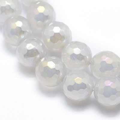 Electroplated Natural Agate Beads Strands G-O164-01B-6mm-1