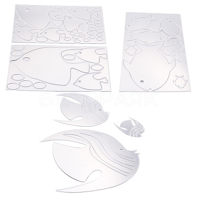 3 Sets 3 Style Fish Acrylic Mirror Wall Stickers DIY-CF0001-02B-1