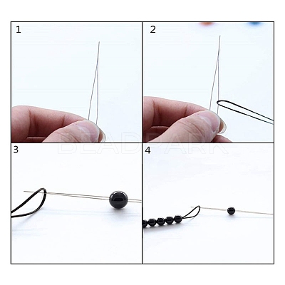Tarnish Resistant Stainless Steel Collapsible Big Eye Beading Needles X-SENE-PW0013-02U-1