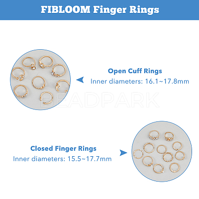 19Pcs 19 Style Alloy Open Cuff Rings Set with Rhinestone RJEW-FI0001-16-1