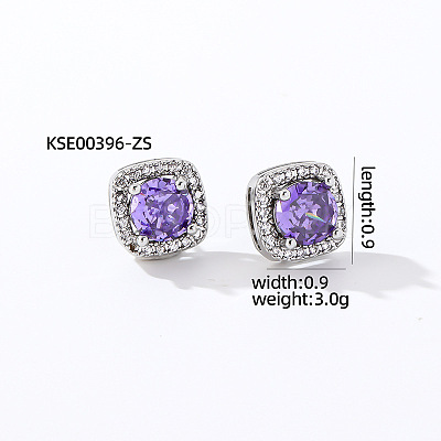 Elegant Zircon Square Stud Earrings for Women TY1635-4-1