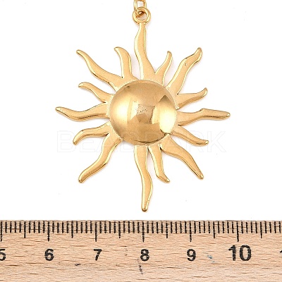 304 Stainless Steel with ABS Imitation Pearl Sun Pendant Necklaces LS-NJEW-Z107-01G-1