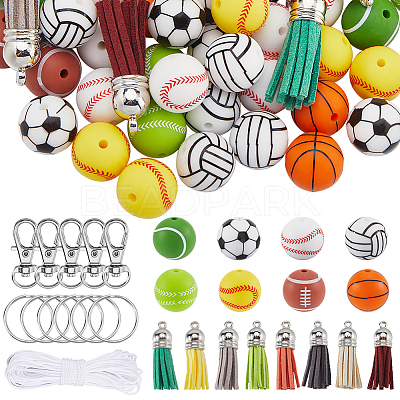 DIY Sports Ball Keychain Making Kit DIY-SP0001-48-1