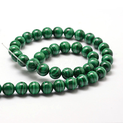 Natural Malachite Bead Strands G-O143-10-10mm-1
