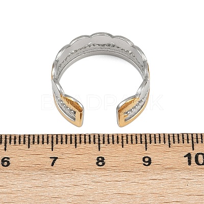304 Stainless Steel Double Color Cuff Rings RJEW-S635-01GP-10-1