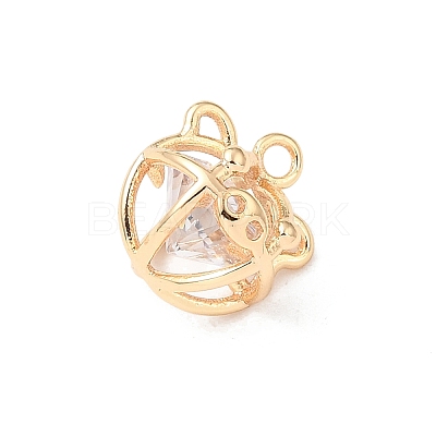 Brass Micro Pave Clear Cubic Zirconia Charms KK-N290-13G-1