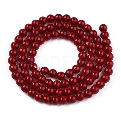 Opaque Solid Color Glass Beads Strands GLAA-T032-P4mm-05-1