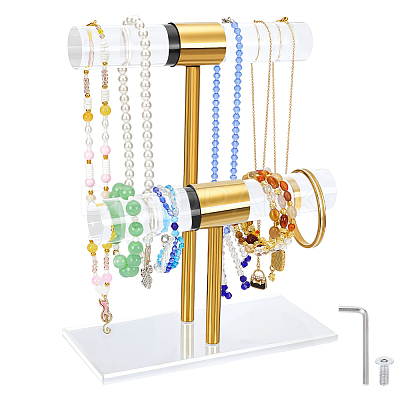 Acrylic & 
Stainless Steel T Bar Jewely Display Stands ODIS-WH0108-022-1