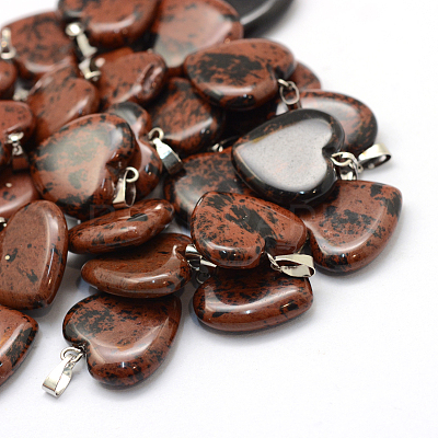 Heart Natural Mahogany Obsidian Pendants X-G-Q438-02-1