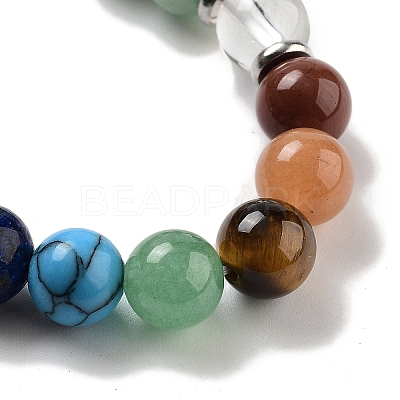 Natural Flower Amazonite Round Beaded Chakra Stretch Bracelets BJEW-K251-01A-1