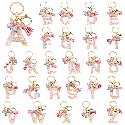 Resin & Acrylic & Faux Suede Tassel Keychain KEYC-YW00124-01-1