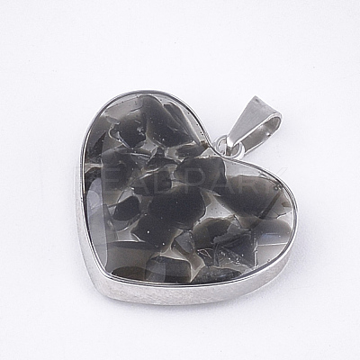 Natural Dyed & Heated Black Agate Pendants STAS-T043-01N-1