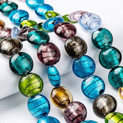 Handmade Silver Foil Glass Beads Strands SL109-1