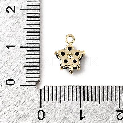 Brass Pave Cubic Zirconia Flower Links Connector Charms KK-H089-34G-03-1